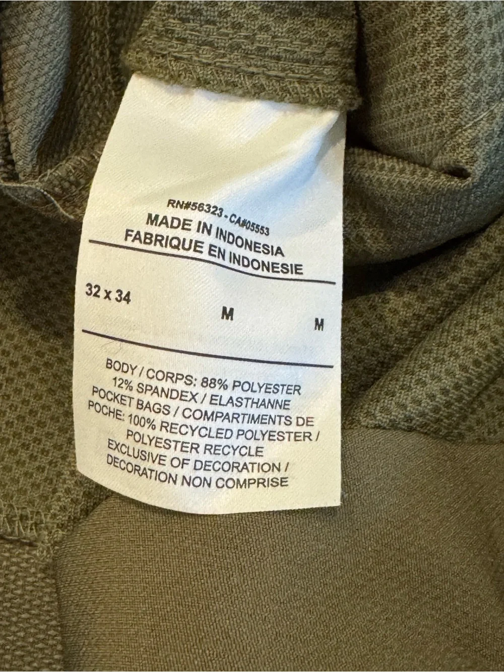 Nike Men's Olive Chino Pants Medium Golf Performance Pants